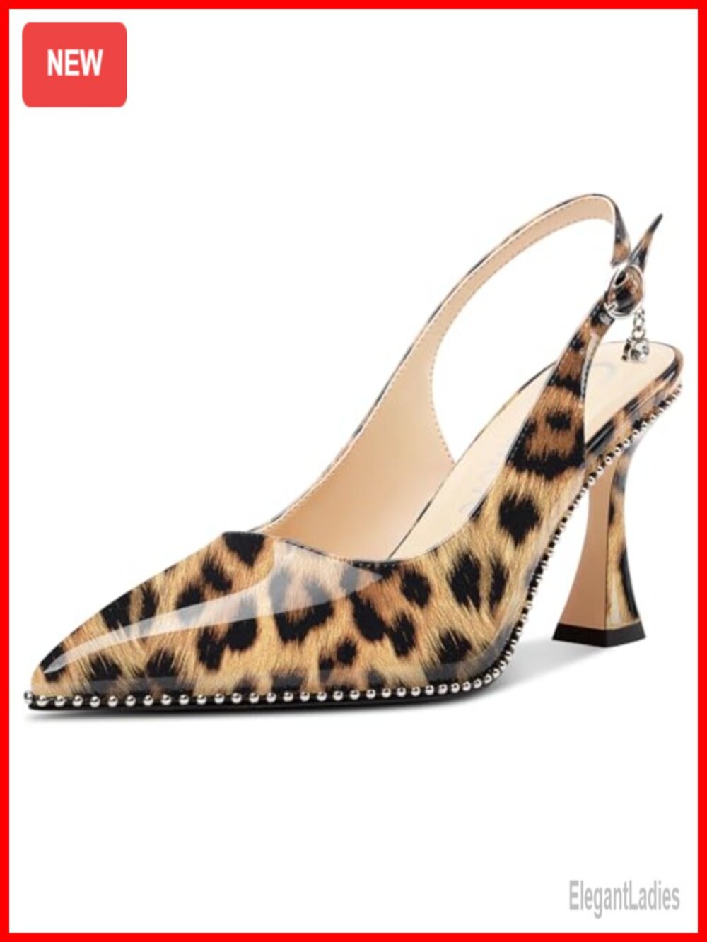 Womens Slingback Kitten Heels Pointed Toe Beaded Formal Pumps